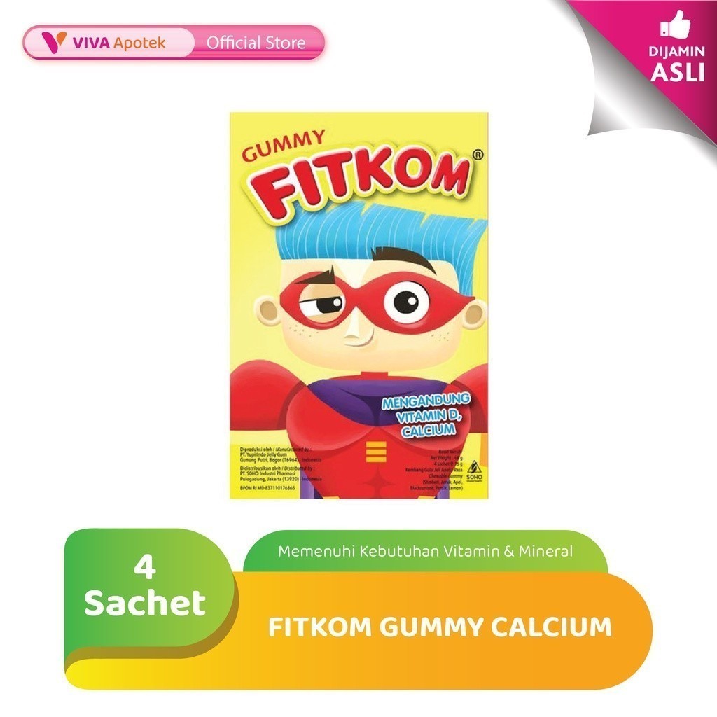 Fitkom Gummy Calcium Memenuhi Kebutuhan Vitamin & Mineral (4 Sachet)