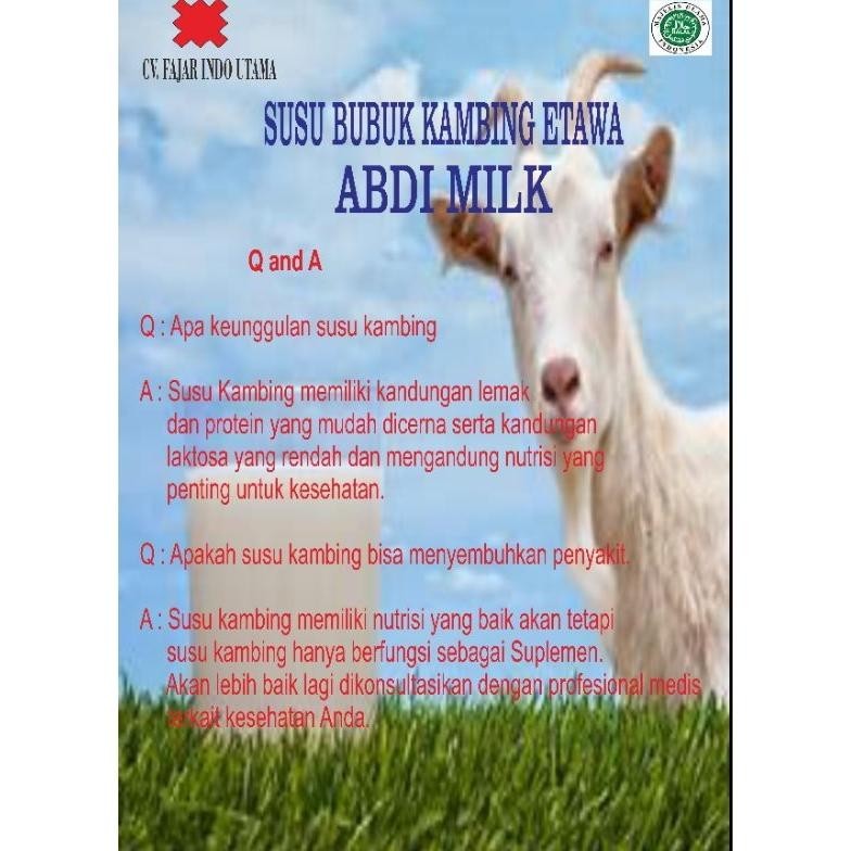 

Ready Abdi Milk Susu Bubuk Kambing Etawa Grade 1 Asli