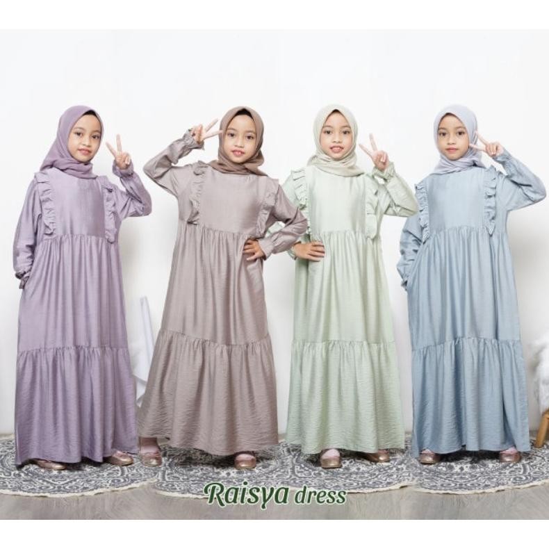 Flash Sale R A I S Y A Dress Gamis Anak & Remaja 12 Th 14Th Polos Hitam Putih Umroh Katun Polo Linen