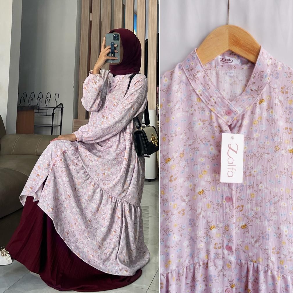 Promo Akhir Tahun Farisha Long Tunik By Zalfa Outfit / Long Tunik Motif Bunga Diskom