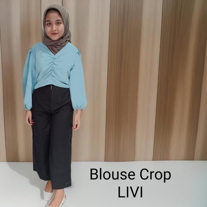 Blouse Crop Top Livi Crinkle Airflow Berkualitas