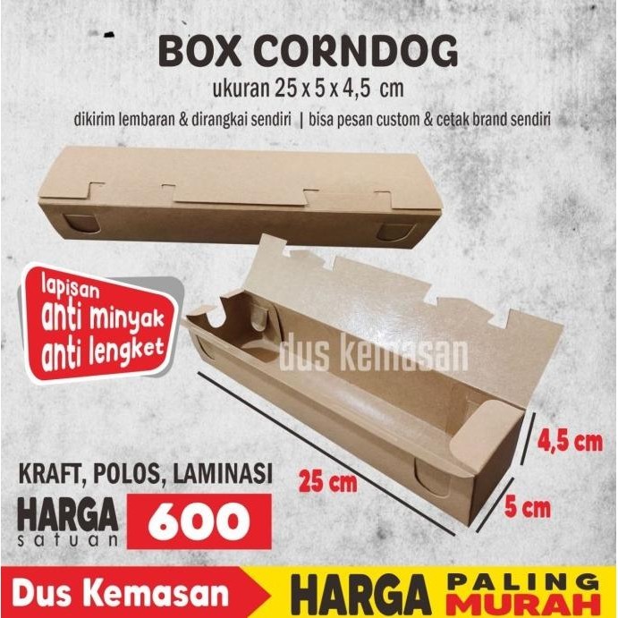 *****] BOX CORNDOG / BOX SATE / BOX SOSIS 25X5X4.5 CM ANTI MINYAK