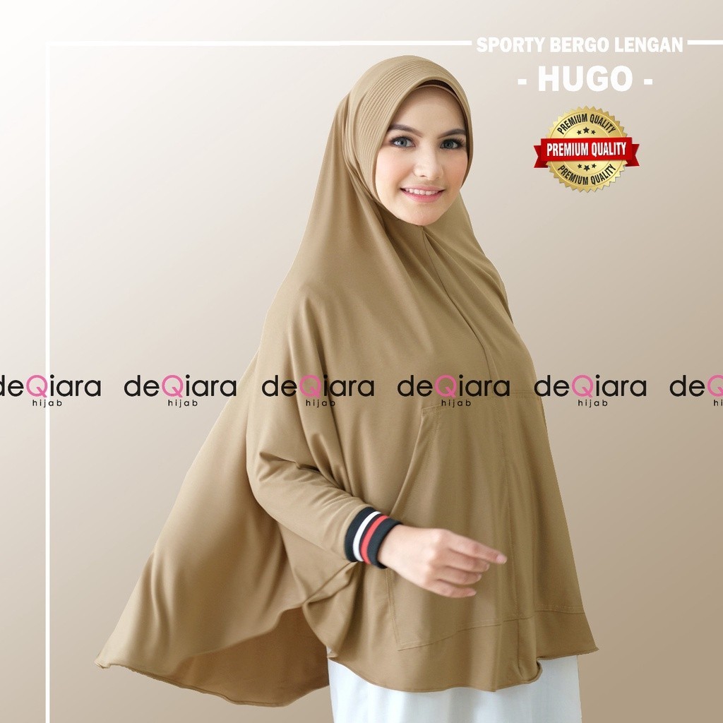 NEW PREMIUM DAILY HIJAB Jilbab Instan Bergo Hugo Sporty Lengan Ori Deqiara