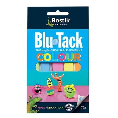 

BOSTIK BLU TACK REUSABLE ADHESIVE 75GR 5 WARNA (LEM/PEREKAT SERBAGUNA)