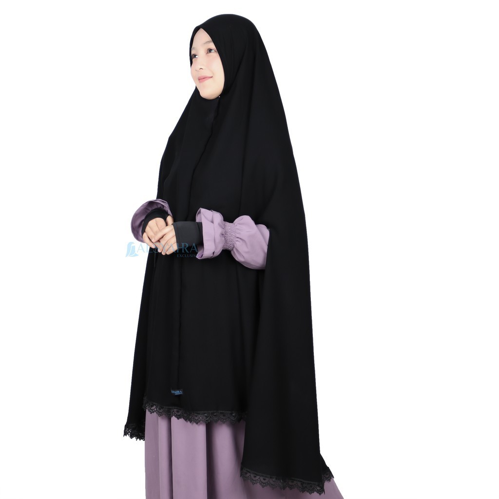 NEW PREMIUM DAILY HIJAB Khimar Syari Handsplit Altajh Bisban Niqab Poni Jetblack Alsyahra Exclusive