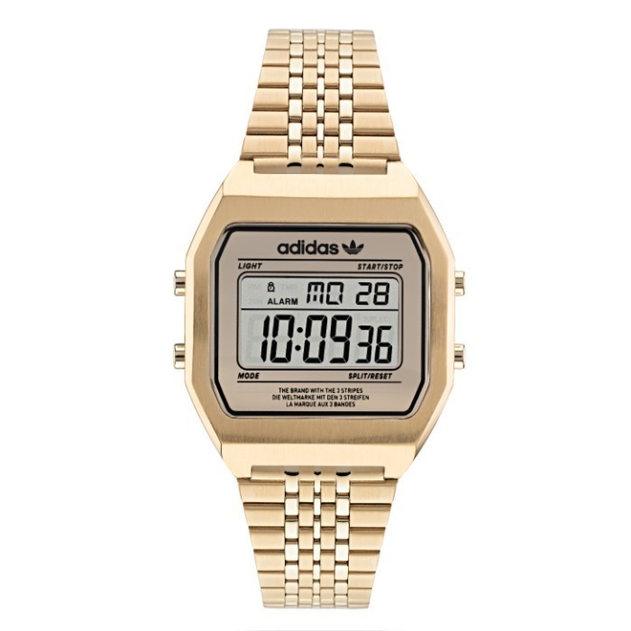 Adidas Original Aost22074 Digital Two Jam Tangan Unisex Gold Vintage