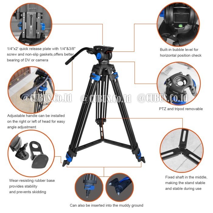Takara Hydro B18 Tripod Profesional Fluid Head Foto Video