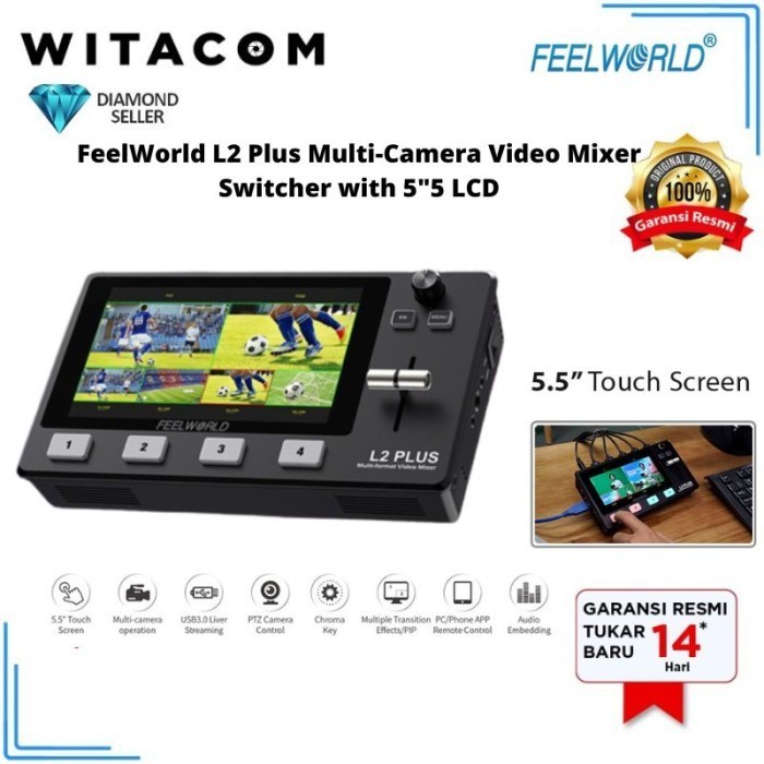 Feelworld L2 Plus Multi-Camera Video Mixer Switcher With 5"5 Lcd