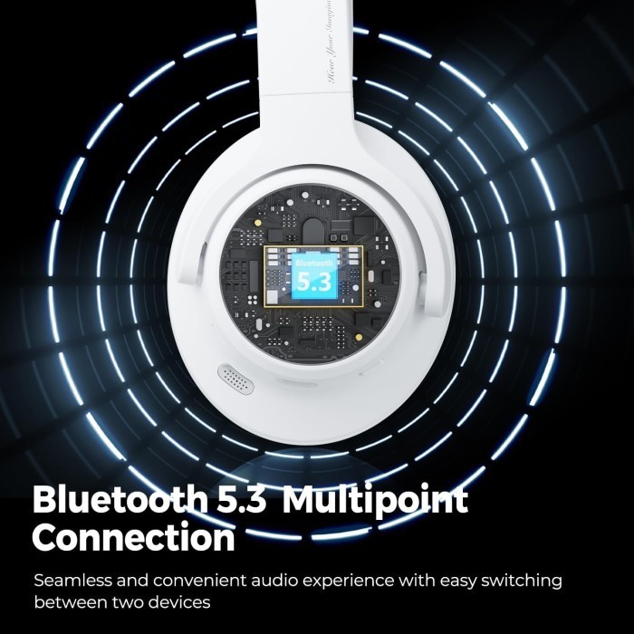 SoundPEATS Space Hybrid ANC Wireless Over-Ear Headphone - Peredam Bising Aktif, Bluetooth 5.3, Putih
