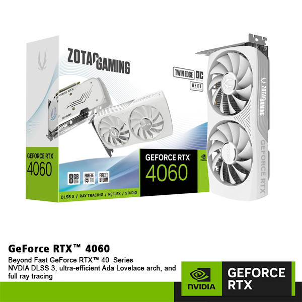 Vga Zotac Geforce Rtx 4060 8Gb Ddr6 Twin Edge Oc White Edition Rtx4060