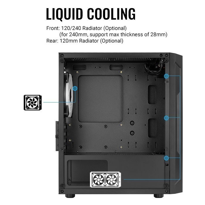 Casing Aerocool Trinity Mini V2 Black - Matx Ttempered Glass Case