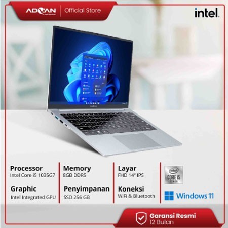 Advan Laptop Work Pro I5-1035G7 8Gb 256Gb Ssd 14" Ips W11 Workpro