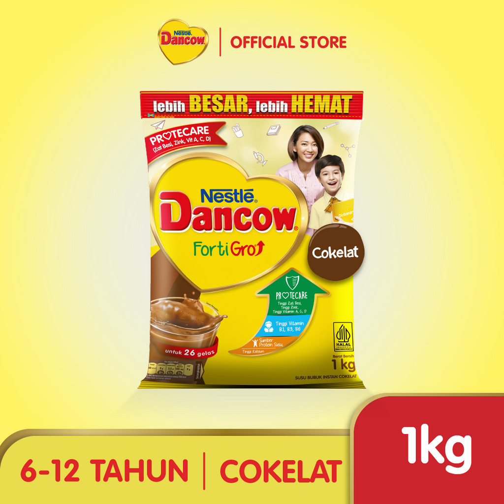 DANCOW Fortigro Susu Bubuk Susu Anak Coklat Pouch 1kg