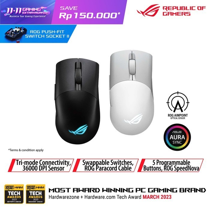 Asus Rog Keris Wireless Aimpoint Wireless Rgb Gaming Mouse