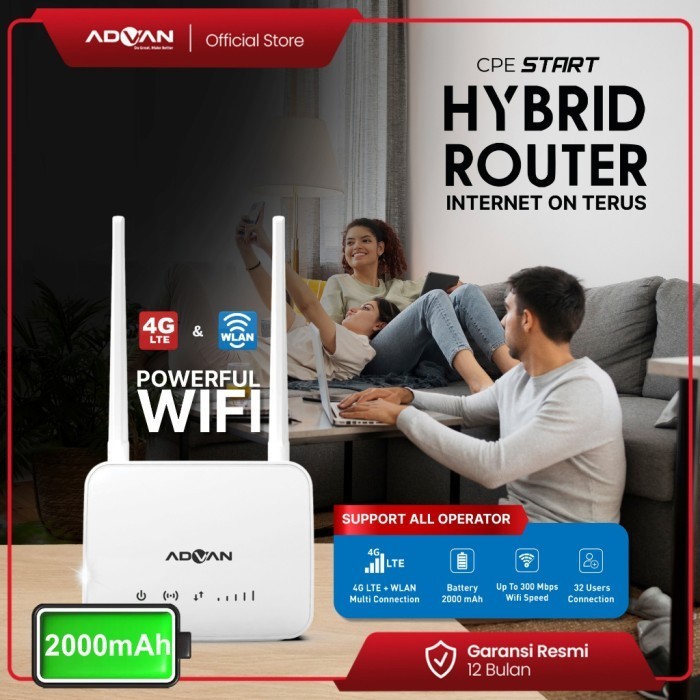 Advan Cpe Start Hybrid Modem + Wifi + Router + 4G Unlock All Operator
