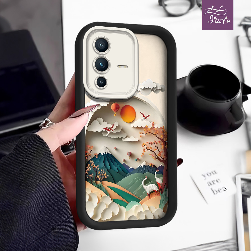 Lanskap Jepang casing hp bentuk aneh untuk ph vivo v29,v27e,v27 pro,v27,v25e,v25,v23,v15,s12,z5i,s1,