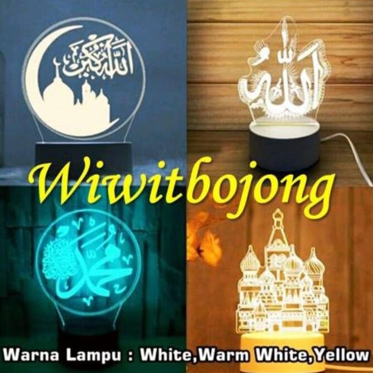 READYY STOCK >>> LAMPU HIAS 3D LED ALLAH , AYAT KURSI, ALLOHUAKBAR , ALQURAN , MUHAMMAD , KA'BAH,RAM
