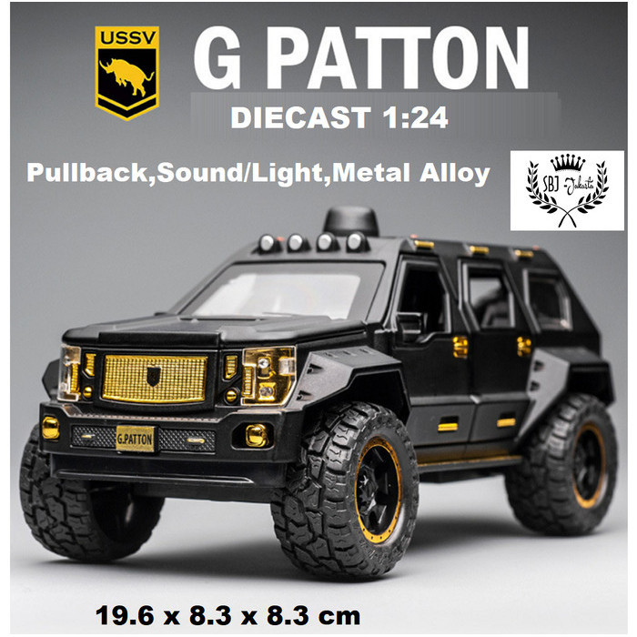 Diecast Miniatur Mobil G Patton Suv Jeep Skala 1:24 Ukuran Besar
