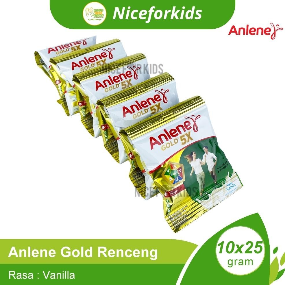 tomonimart Anlene Gold 5X Renceng Isi 10 x 25gr Susu Bubuk Tinggi Kalsium untuk Lansia 50+ / Susu An