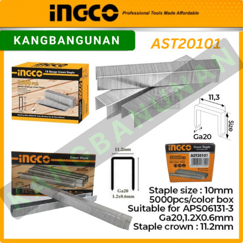 

Crown Staples (U 10 mm) INGCO AST20101 - Refill Isi Steples Tembak U10