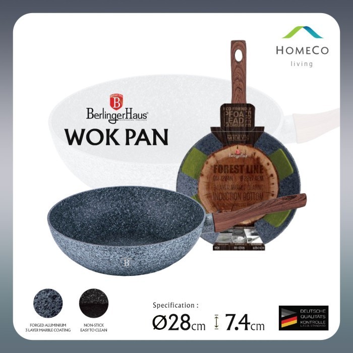 Berlinger Haus Panci Wajan Penggorengan Wok 28 Cm Forest Line