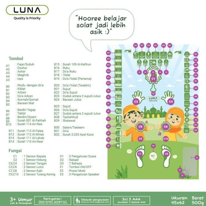 Luna E Sajadah / Sajadah Elektronik Edukasi Belajar Anak Sholat .