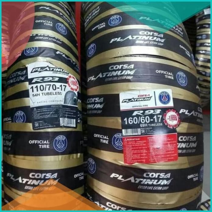 PAKETAN BAN LUAR CORSA PLATINUM R93 UKURAN 160/60-17 DAN 110 /70-17 19