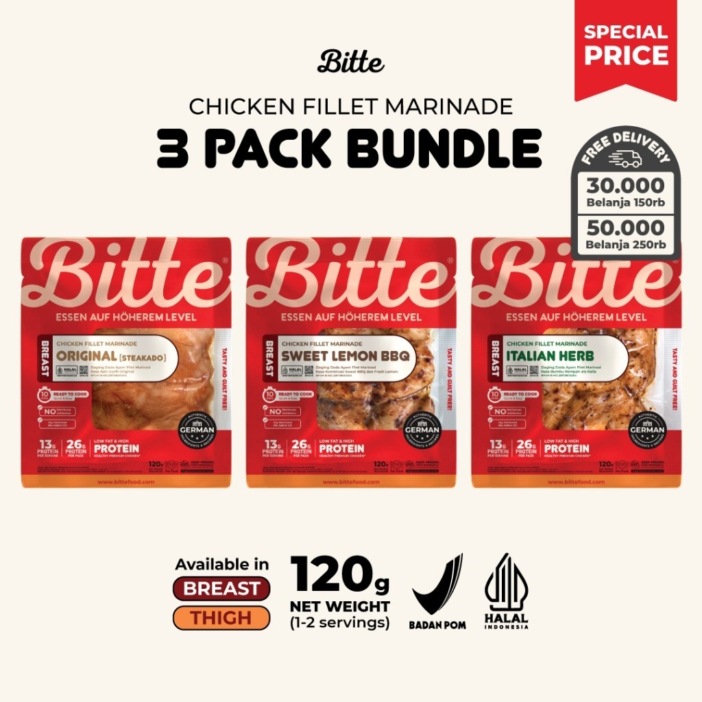 

Bitte Food 3 Pack Bundle Chicken Fillet Marinade / Ayam Filet Marinasi 120G -Gratisongkir