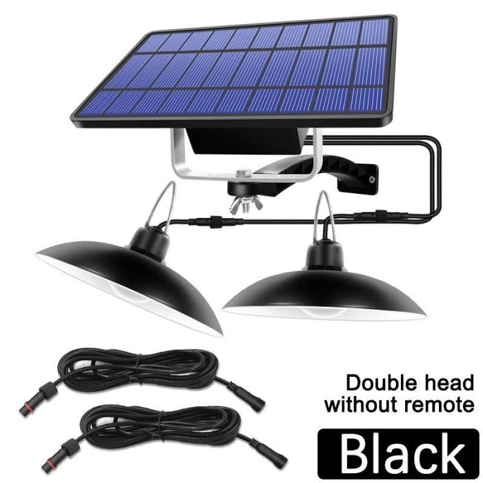 LAMPU GANTUNG LED TAMAN TENAGA SURYA SOLAR LAMPU DINDING KEPALA GANDA