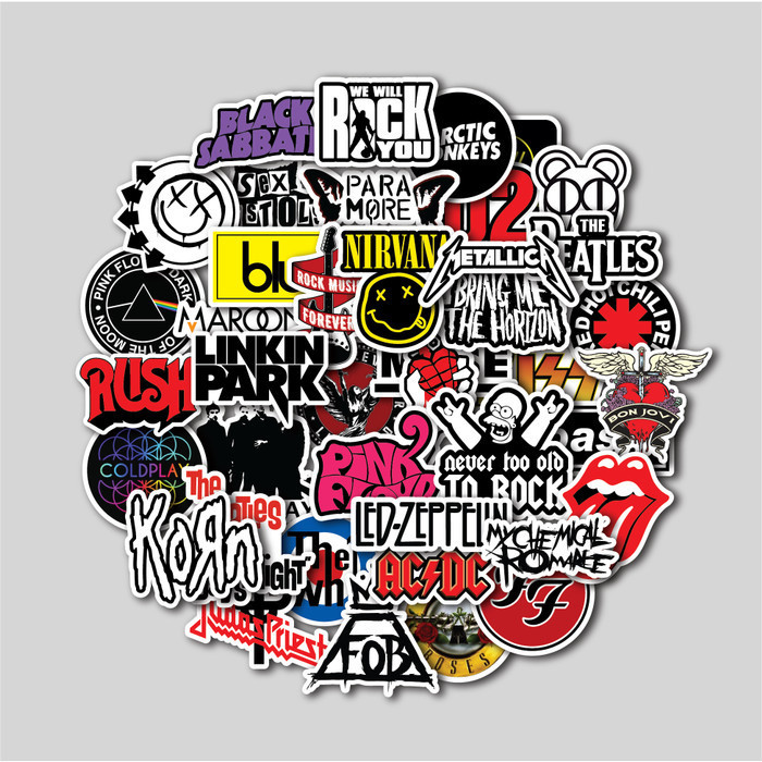 

Sticker Pack Rock Bands Stiker Tumbler Laptop Sticker Koper Helm