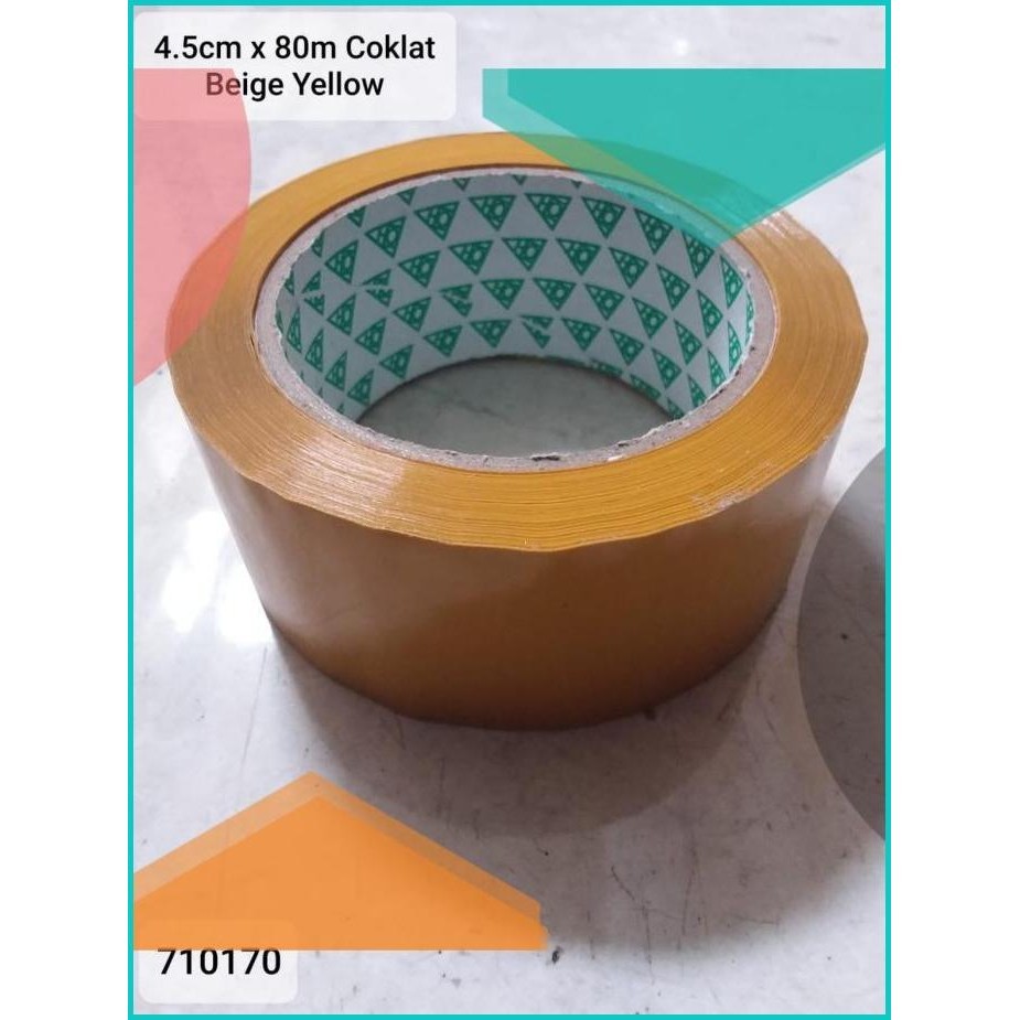 

710170 PACKING TAPE 4.5CM X 80M CHOCOLATE (COKLAT) BEIGE YELLOW LAKBAN