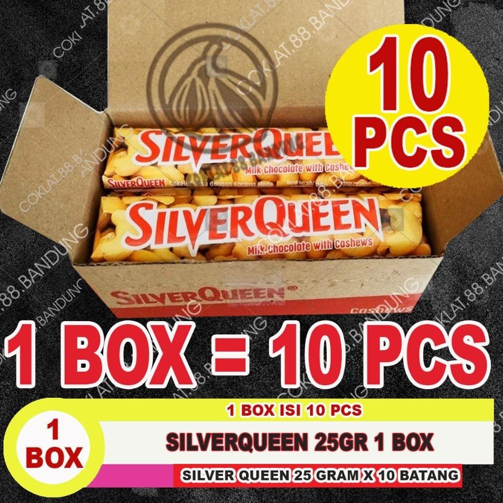 

LANGSUNG KIRIMM COKLAT SILVERQUEEN 1 BOX 25GR, SILVER QUEEN METE 25GR 1 DUS ISI 10 PCS X 25 GRAM