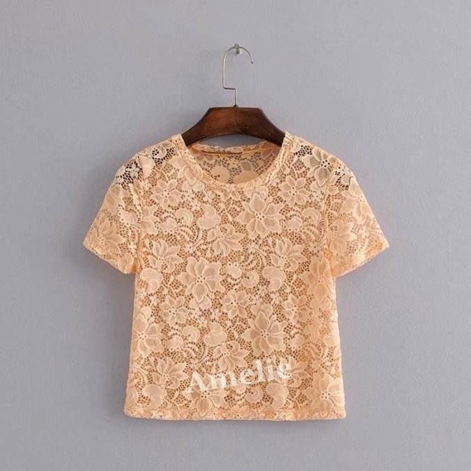 Baju Outer Lace Brokat Brukat Blouse Korea Import AB647562 Hitam Putih