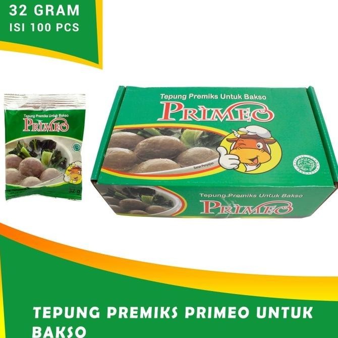 

Tepung Bakso/Tepung Pengenyal Bakso PRIMEO 32 gr (Isi 100 Pcs)