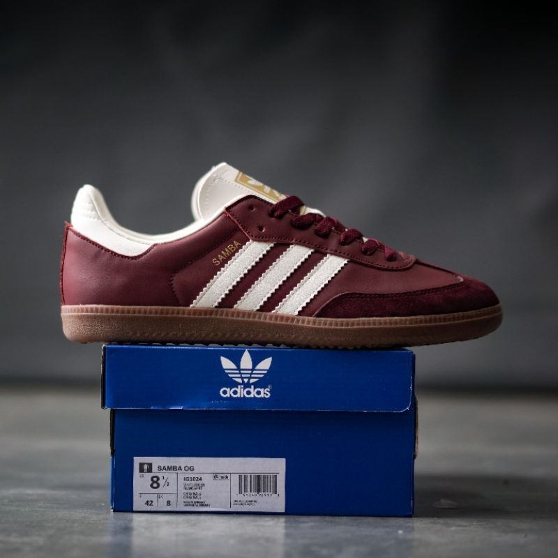 Sneakerslight | Sneakers Adidas Samba OG Wonder Maroon White  Original BNIB Made In Germany