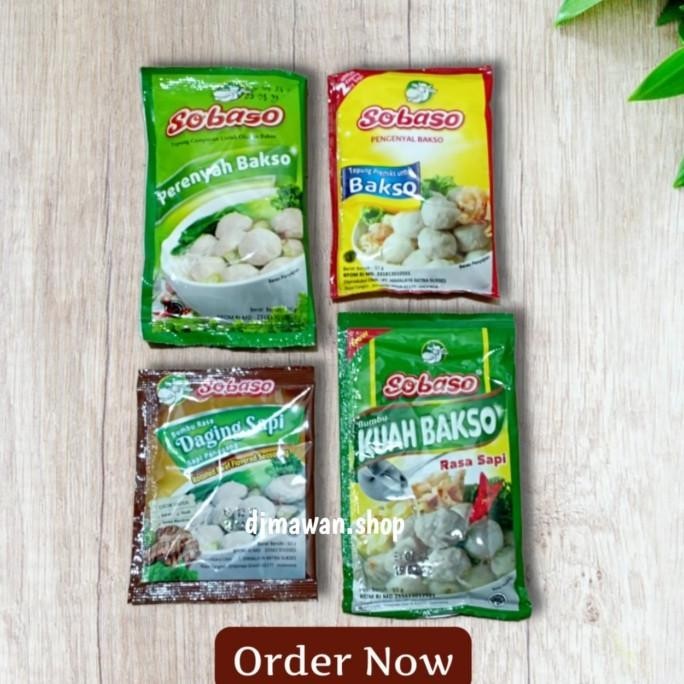 

SOBASO tepung pengenyal,perenyah,sari daging,bumbu kuah baso rasa sapi