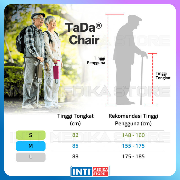 Tada Chair - 2In1 Tongkat Lipat + Kursi Duduk Praktis & Instant 2 Jari