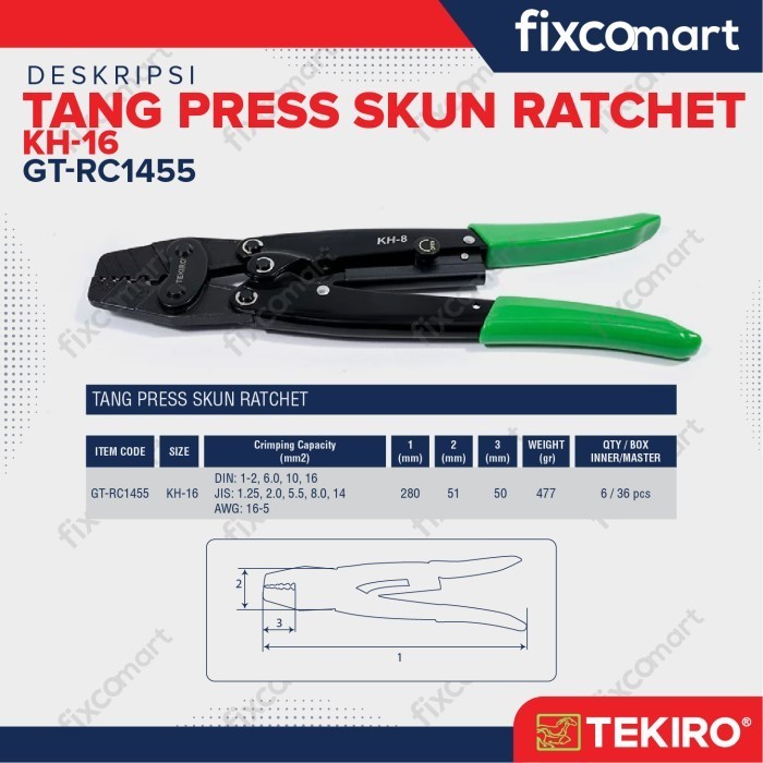 Tekiro Tang Crimping 16-Kh / Tekiro Ratchet Crimping Press