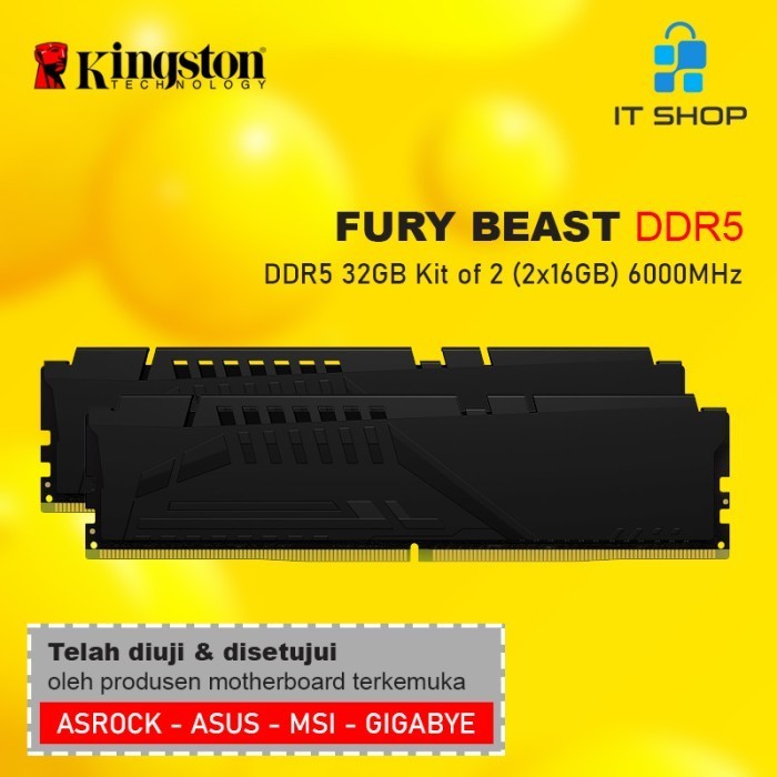Kingston Fury Beast 32Gb (2X16Gb) Ddr5 - 6000Mhz