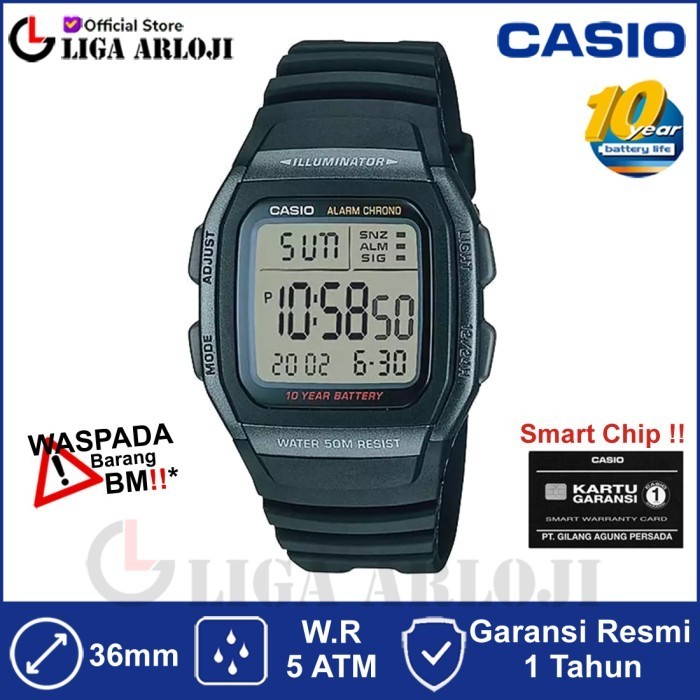 Casio W-96H-1Bvdf - Jam Tangan Pria Digital Hitam W96H W-96H-1B