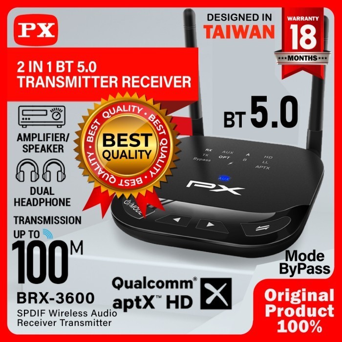 Px Brx 3600 / Brx3600 2In1 Hd Stereo Bluetooth Receiver Transmitter Termurah Terlaris Promo
