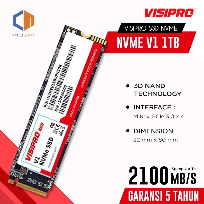 Visipro NVMe RED 1TB / NVMe V1 / Original / Garansi