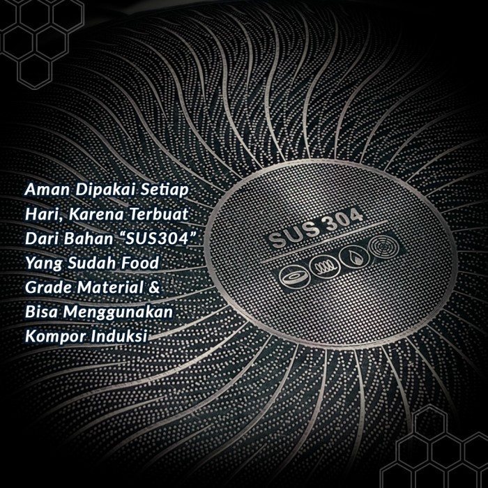 Panci Wajan Stainless Steel Anti Lengket Crio Honeycomb Wok 32Cm