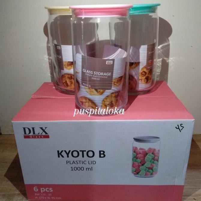 Toples Kue/Toples Kaca/Toples Dlx Kyoto-B 1000Ml Isi 6 Ashbellemart_