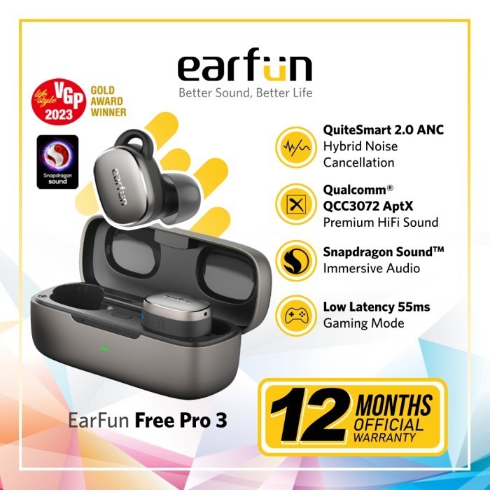 Earfun Free Pro 3 - The Most Compact Snapdragon Sound Tws With Anc