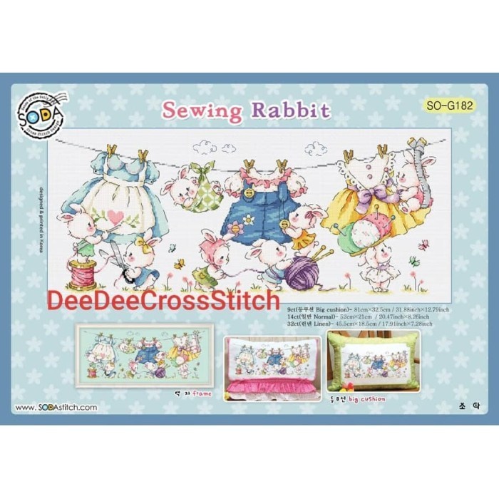 

Pola Kristik Original Asli Soda So-G182 Sewing Rabbit