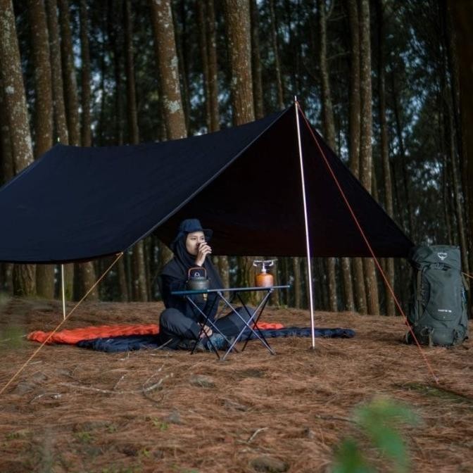 Paket Flysheet Waterproof Tiang Pasak Tali Tenda Camping Set Lengkap