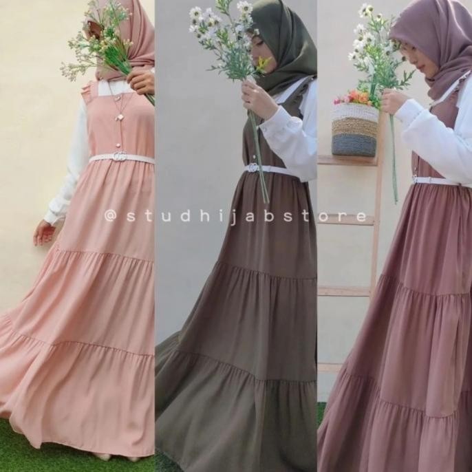 Ready Gamis Setelan Outer Remaja Korea Modern Terbaru Kancing Rompi Lebaran Stok Terbatas