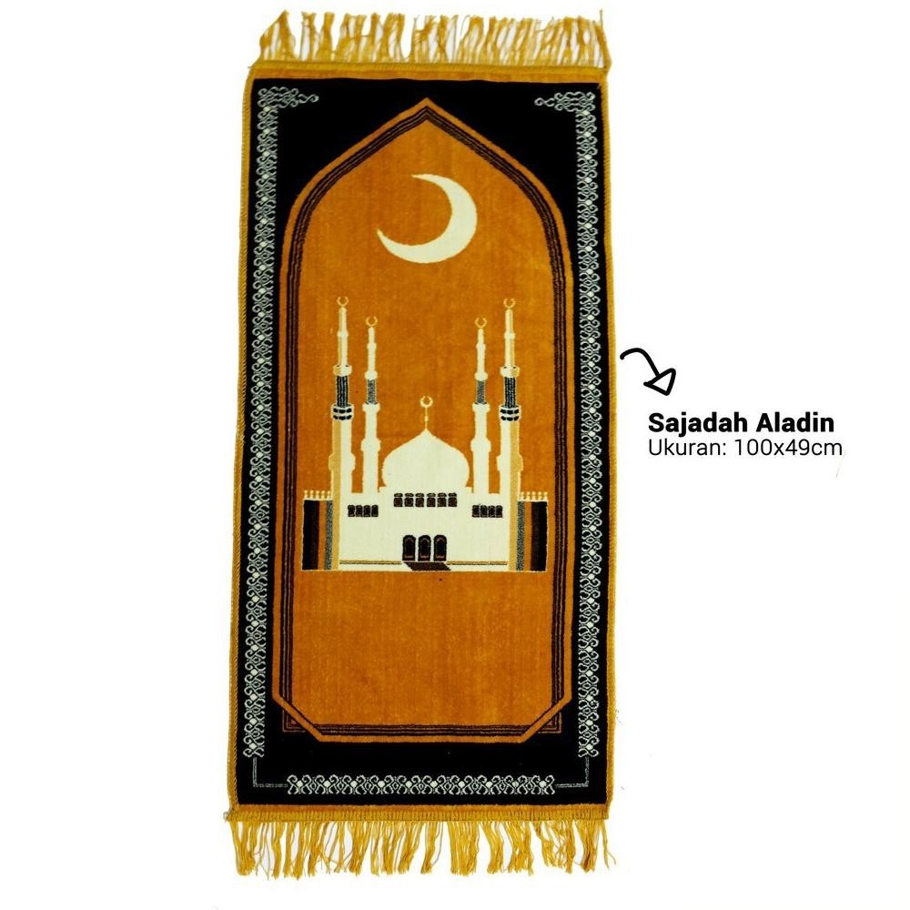 BEST SELLER Sajadah Bulu Halus Aladin Sabit Ukuran Sedang Beludru Halus Motif Masjid Bulan Lampu Sim