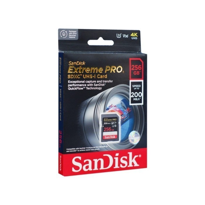 Sandisk Sd Card 256Gb Extreme Pro Sdcard V30 Speed 200Mbps - Original
